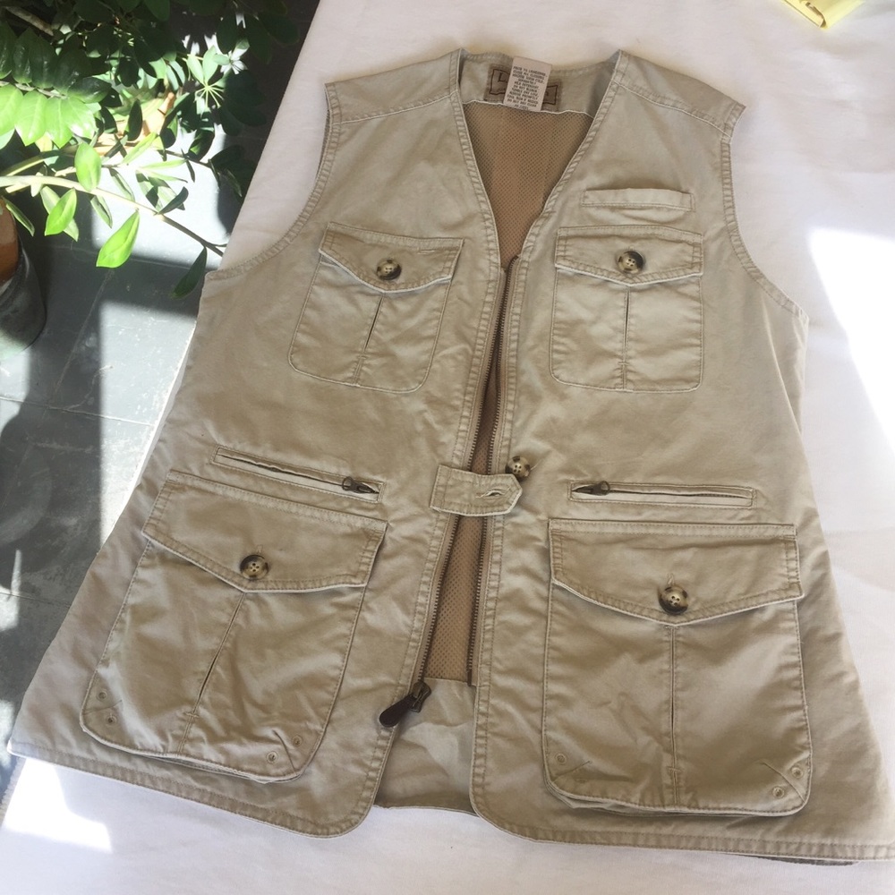 L.L. Bean cotton field vest W’s sz S w/9 pockets!